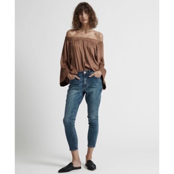 Free People One Teaspoon Boy Bowie Blouse Top Off the Shoulder Wide Flare Sleeve - Picture 6 of 15